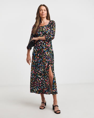 Square Neck Jersey Midi Dress