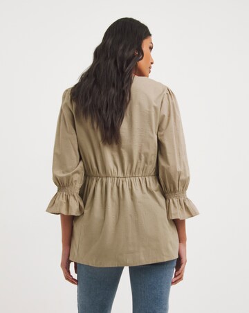 Sand Cotton Dobby Puff Sleeve Top