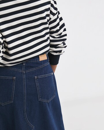 Pure Cotton Raw Edge A Line Denim Skirt