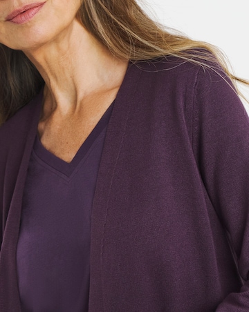 Plum Longline Edge To Edge Cardigan