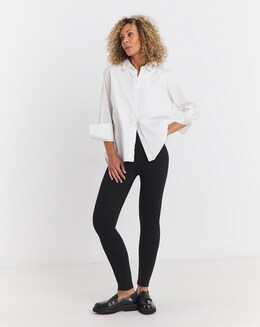 Black Zip Hem Ponte Leggings