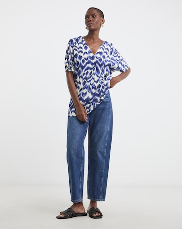 Printed Textured Crinkle Tunic Top