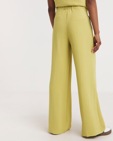Textured Pleated Wide Leg Trousers