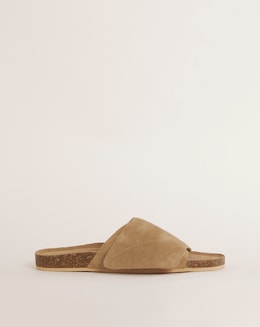 Suede Touch and Close Footbed Sandal Wide Fit