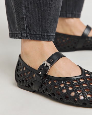 Anthology Valerian Leather Woven Mary Jane Ballerinas Wide E Fit