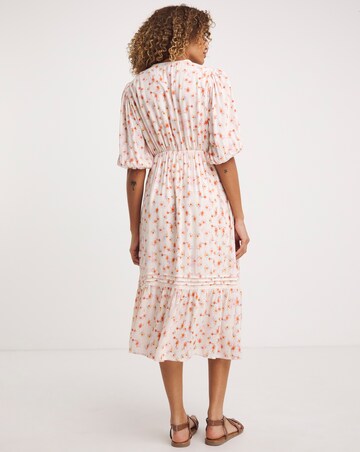 Crinkle Tea Dress With Crochet Trim