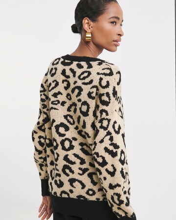 Leopard V Neck Jumper