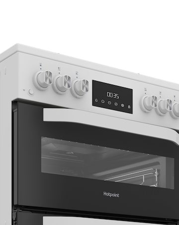 Hotpoint HDG6GDCW 60cm Gas Double Cooker with Glass Lid - White + Installation