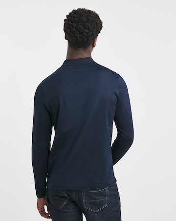 Premium 100% Mercerised Zip Neck Polo- Navy