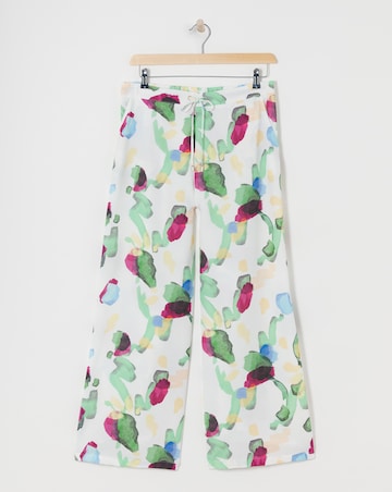 Printed Textured Wide Leg Trousers