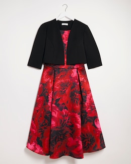 Joanna Hope Red Print Prom Dress &amp; Shrug