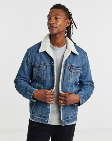 Levi's Sherpa Denim Trucker Jacket - Medium Blue