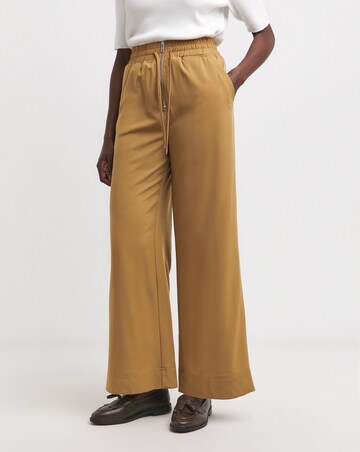 Pull On Wide Leg Zip Detail Trousers