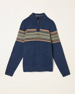 FatFace Runswick 1/2 Neck Jumper (Regular &amp; Tall) - Navy