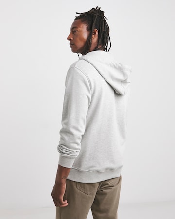 Full Zip Hoodie Extra Long Length- Grey Marl