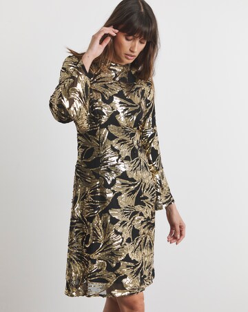Joanna Hope Gold Sequin Shift Dress