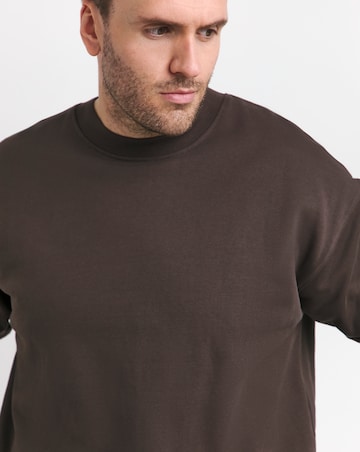 Relaxed Fit Garment Dyed Crew Sweatshirt- Chocolate