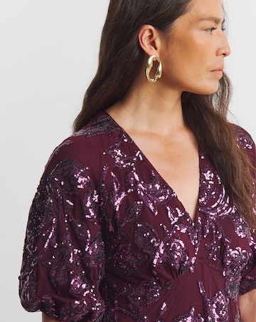 Joanna Hope Floral Sequin Tea Dress