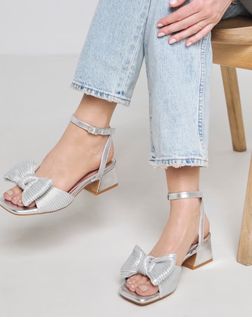 Isla Plisse Bow Low Heel Occasion Sandals Wide E Fit