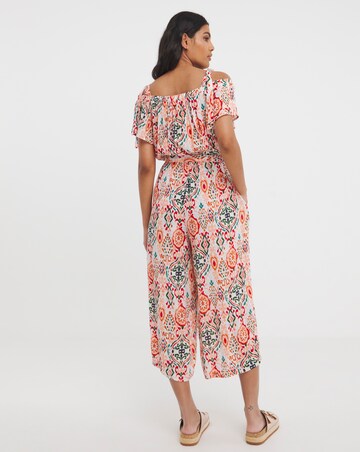 Printed Crinkle Strap Jumpsuit