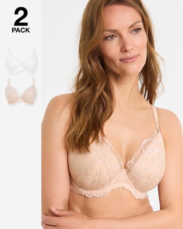 Pretty Secrets (2 Pack) New Ella Padded Plunge Wired Bras (B-G) Blush/White