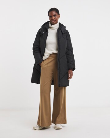 Black Mid Length Padded Coat