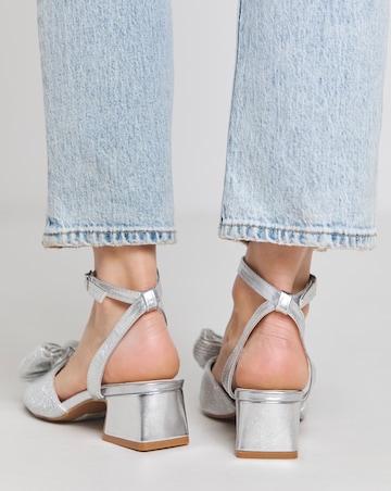 Isla Plisse Bow Low Heel Occasion Sandals Wide E Fit