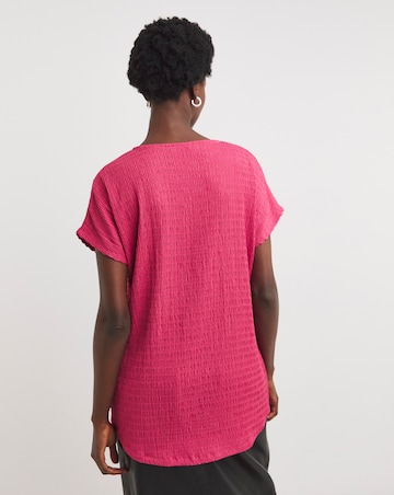 Textured Curved Hem Longline Top