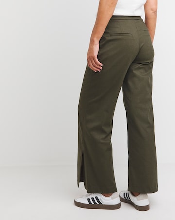 Olive Split Hem Straight Leg Trousers