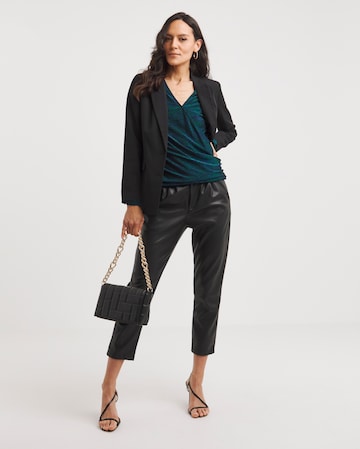 Joanna Hope Green/Blue Glitter Knit Wrap Top
