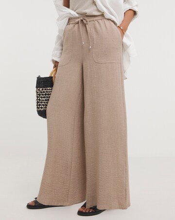 Stone Textured Pull On Wide Leg Trouser