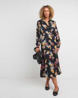 Collared Viscose Midi Tea Dress