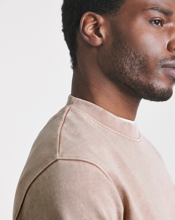 Union Garment Dyed Relaxed Fit Crew Neck Sweatshirt- Pink
