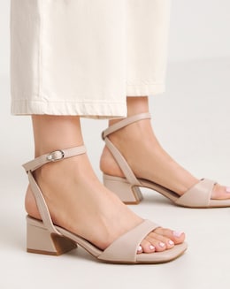 Amber Barely There Low Block Heel Sandals - Standard Fit (D)