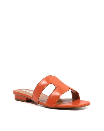 Dune Loupe Leather Slider Sandal Wide E Fit