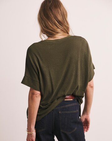 Anthology V neck Drop Shoulder Linen T-shirt