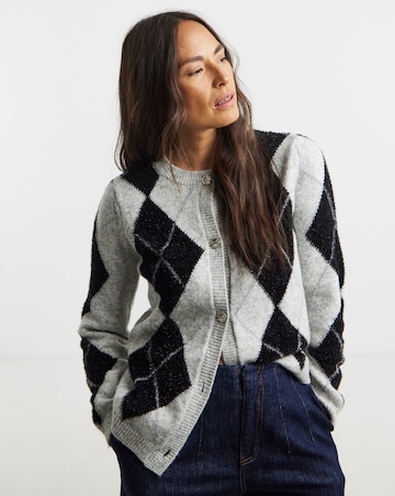 Mono Sparkle Argyle Cardigan