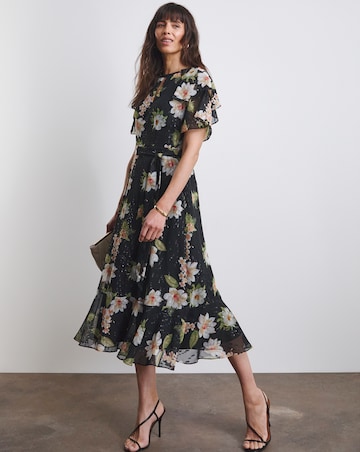 Joanna Hope Dobby Spot Tie Waist Maxi Dress