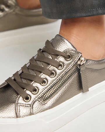 Kate Lace Up Zip Detail Chunky Trainer - Wide Fit (E)