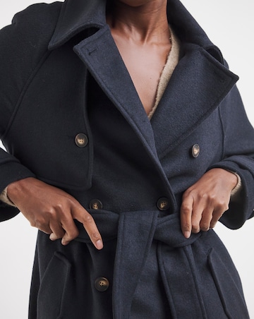 Navy Wool Blend Trench Coat