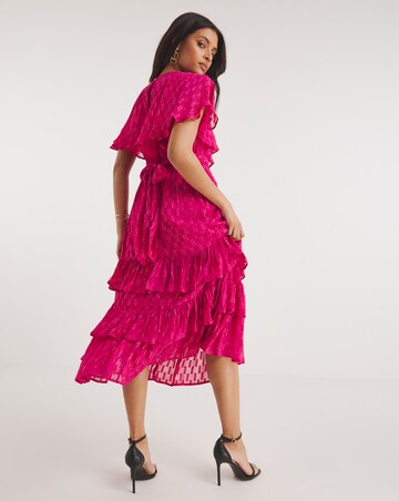 Joanna Hope Pink Metallic Dobby Maxi Dress