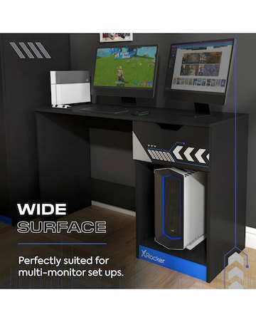 Octane Gaming Desk with Drawer Blue