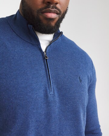 Polo Ralph Lauren Blue Heather 1/4 Zip Cotton Jumper