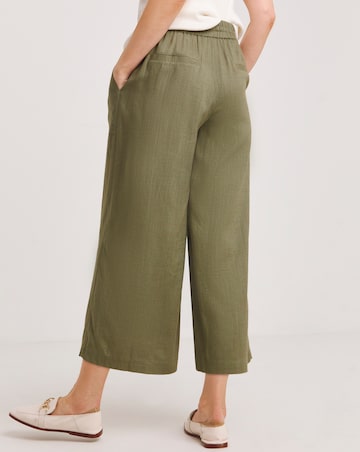 Olive Linen Mix Wide Leg Culotte