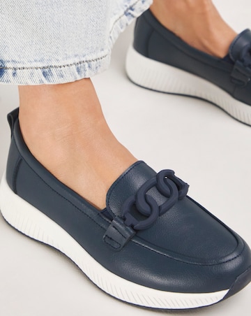 Heavenly Soles Carol Leather Sporty Loafers Extra Wide EEE Fit