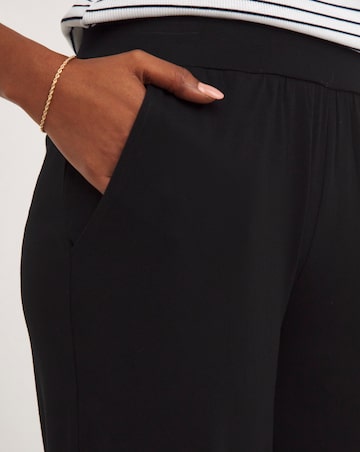 Black Pull On Stretch Jersey Straight Leg Trousers