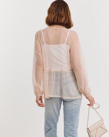 Blush Mesh Spot Dobby Blouse