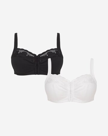 Pretty Secrets (2 Pack) Elana Full Cup Front Fastening Bras (B-F) Black/White
