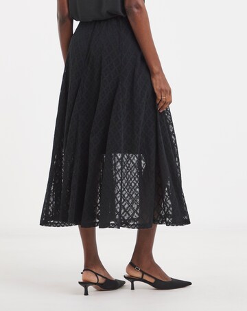 Black Lace Godet Skirt