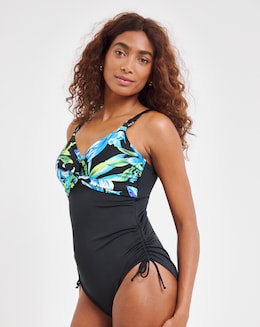 Fantasie Talm Beach Twist Front V Neck Adjustable Leg Swimsuit Black